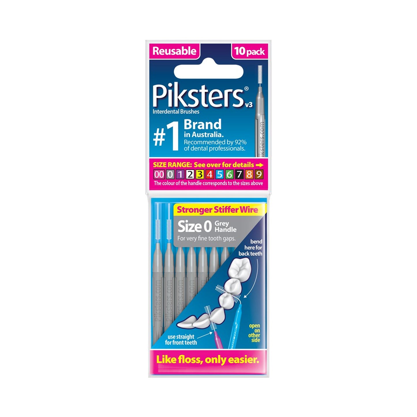 Piksters Interdental Brushes Size 0 Grey - Pack of 10
