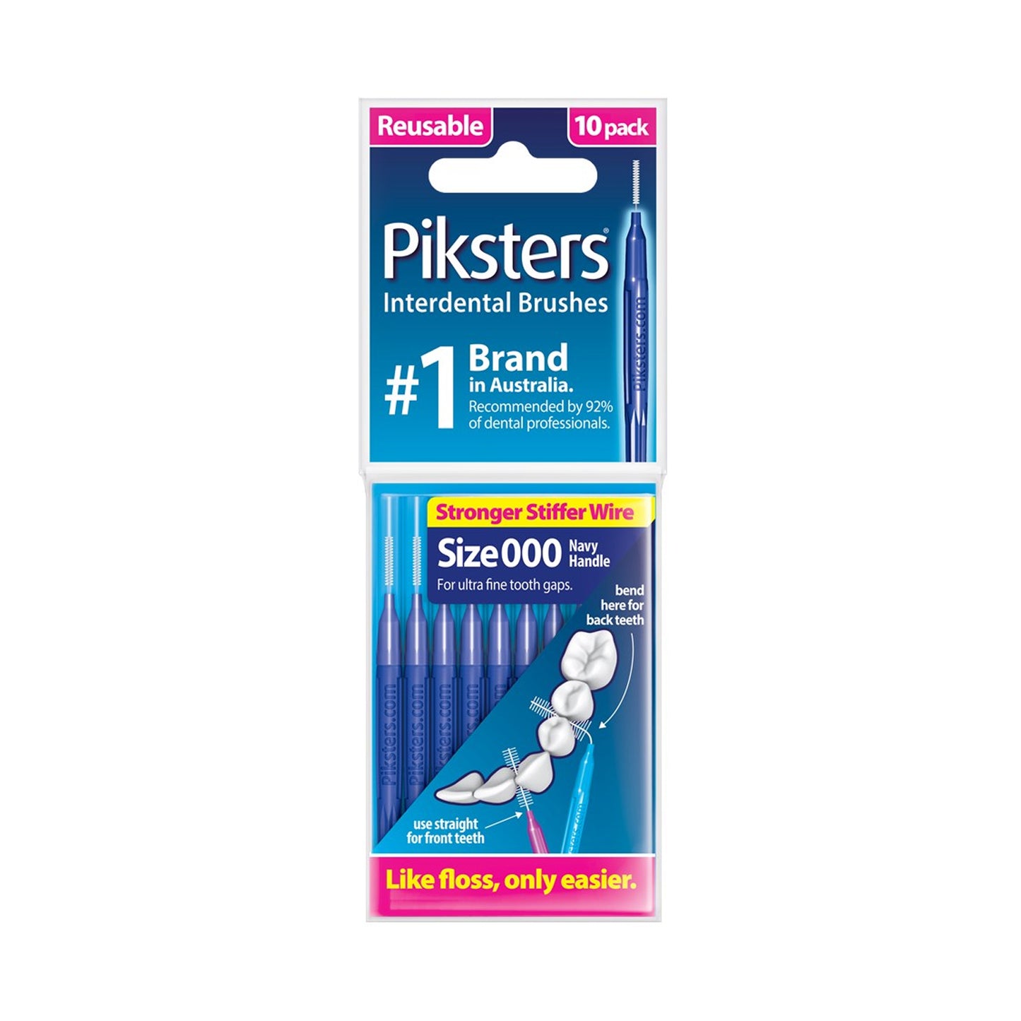 Piksters Interdental Brushes Size 000 Navy - Pack of 10