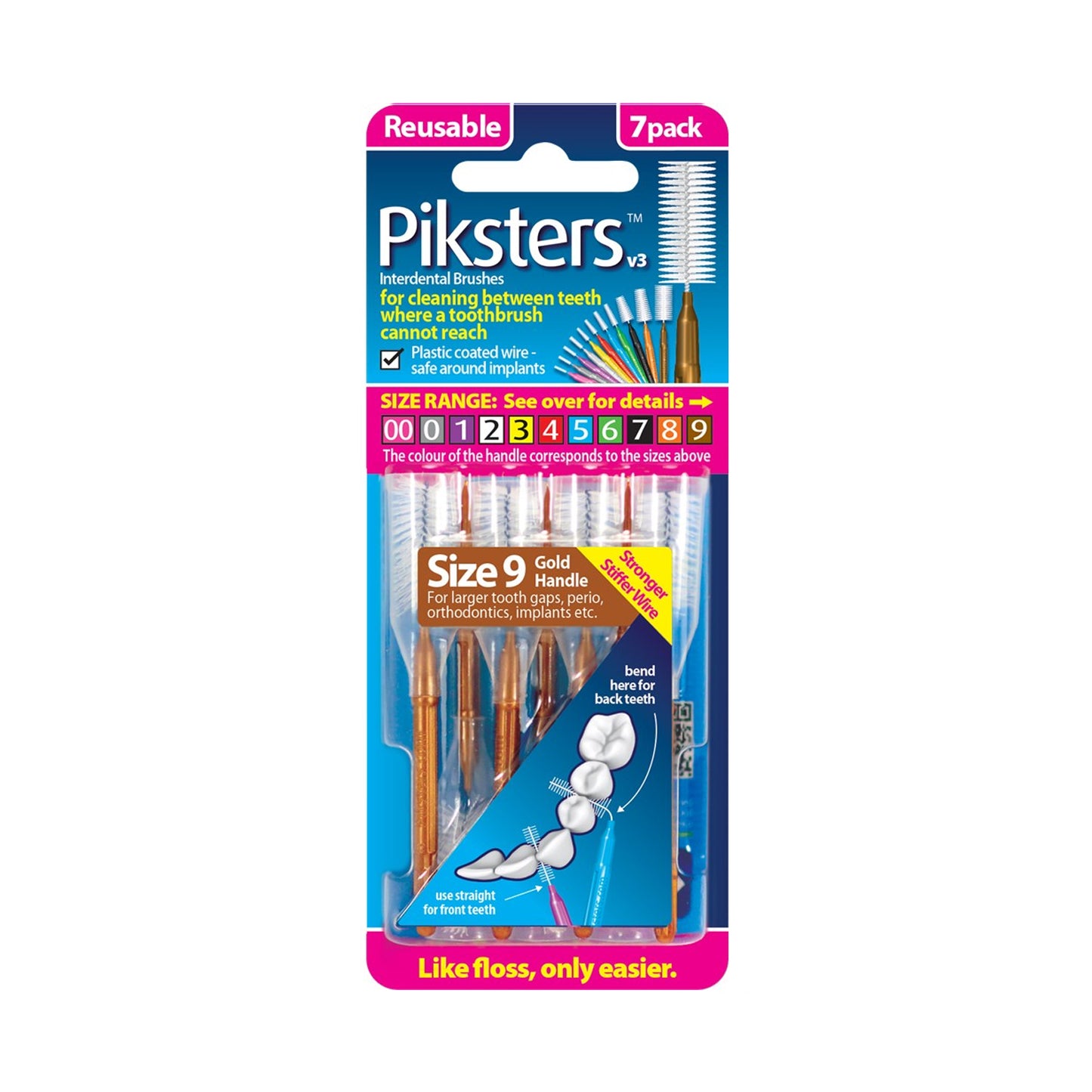 Piksters Interdental Brushes Size 9 Gold - Pack of 7