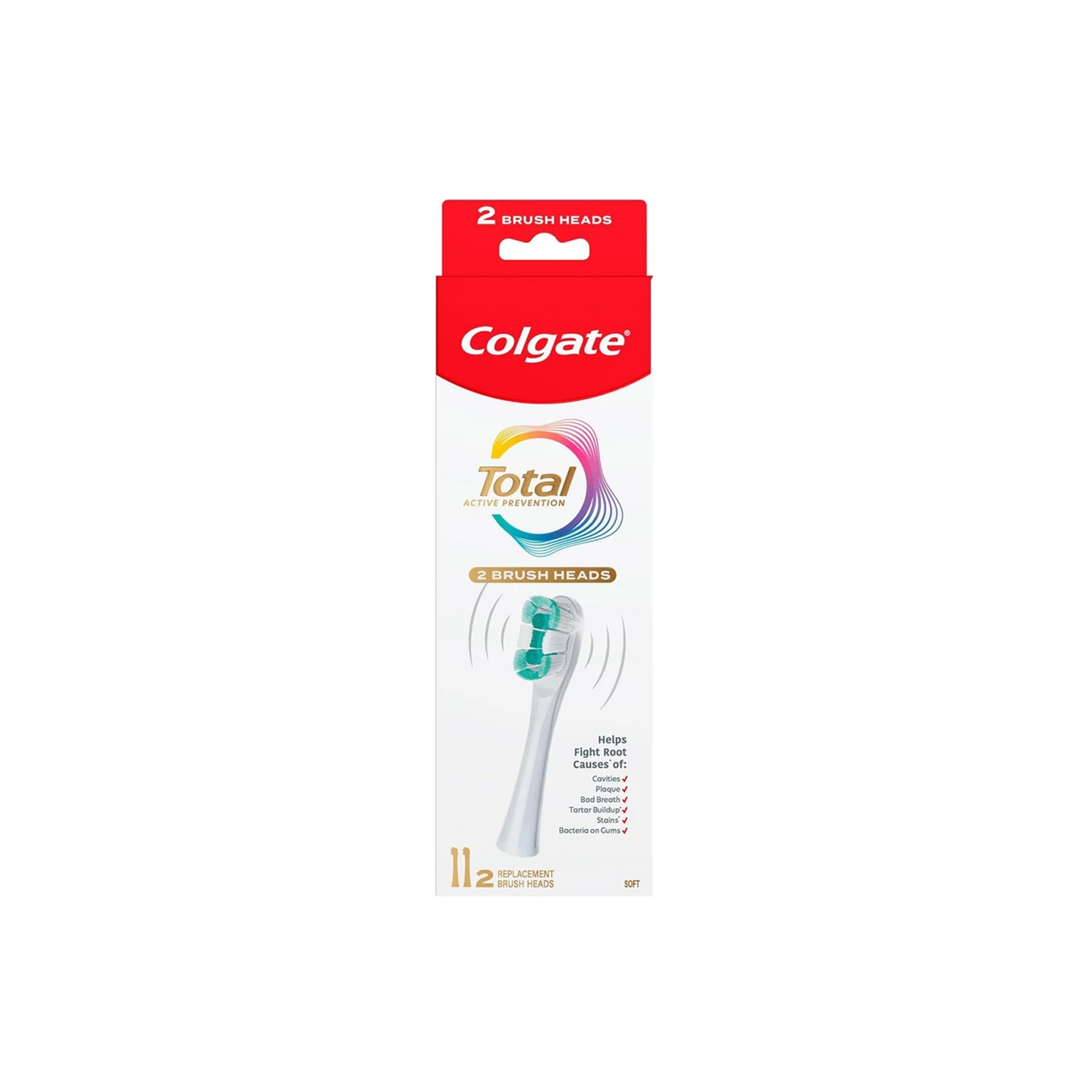 Colgate Total Powered Toothbrush Refill Brush Heads - 2Pk Soft