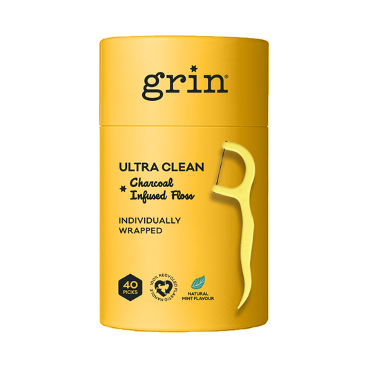 Grin Adult Ultra Clean Floss Picks Charcoal Infused