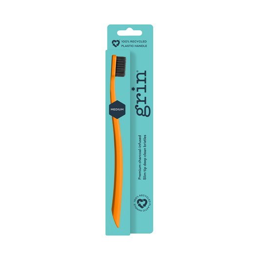 Grin Adults 100% Recycled Single Brush Orange (Medium)