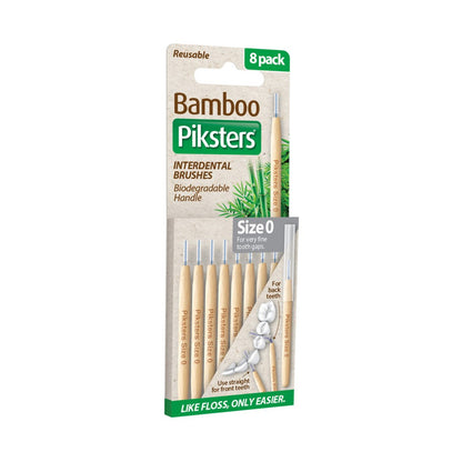 Piksters Bamboo Interdental Brushes Size 0 Grey - Pack of 8