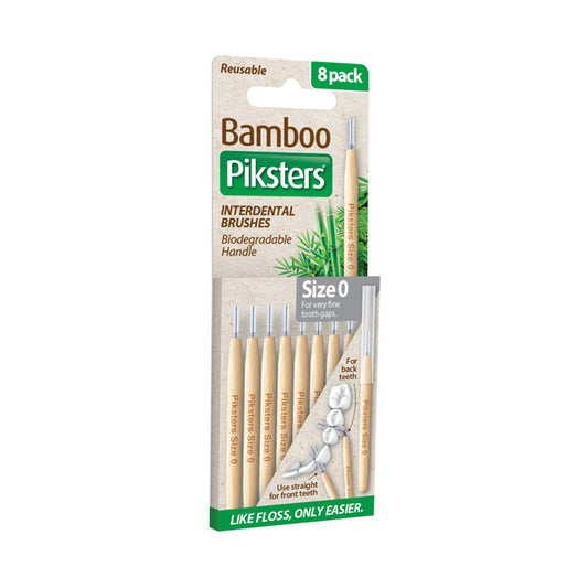 Piksters Bamboo Interdental Brushes Size 0 Grey - Pack of 8