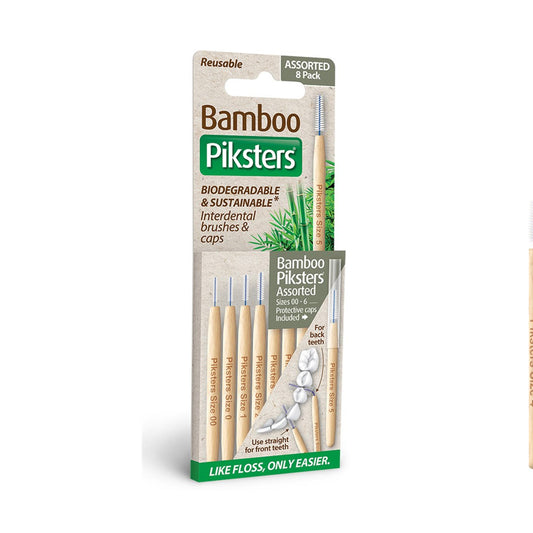 Piksters Bamboo Interdental Brushes Assorted Pack Sizes 00 - 6 - Pack of 8