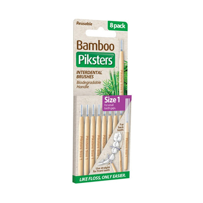 Piksters Bamboo Interdental Brushes Size 1 Purple - Pack of 8