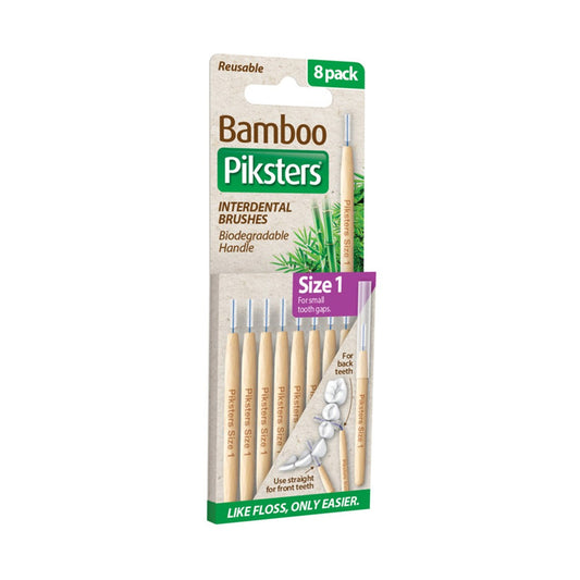 Piksters Bamboo Interdental Brushes Size 1 Purple - Pack of 8