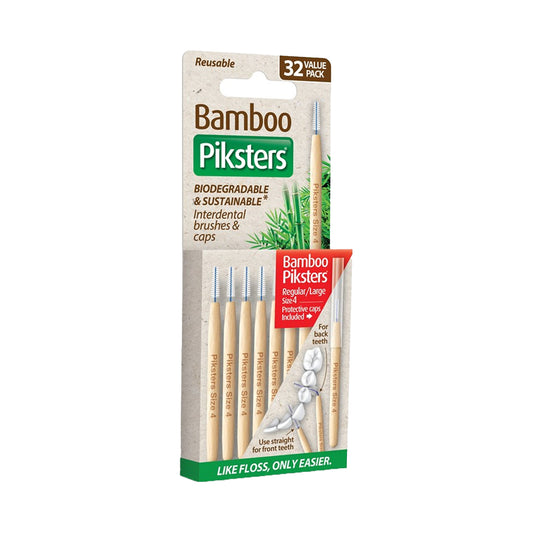 Piksters Bamboo Interdental Brushes Size 4 Red - Pack of 32