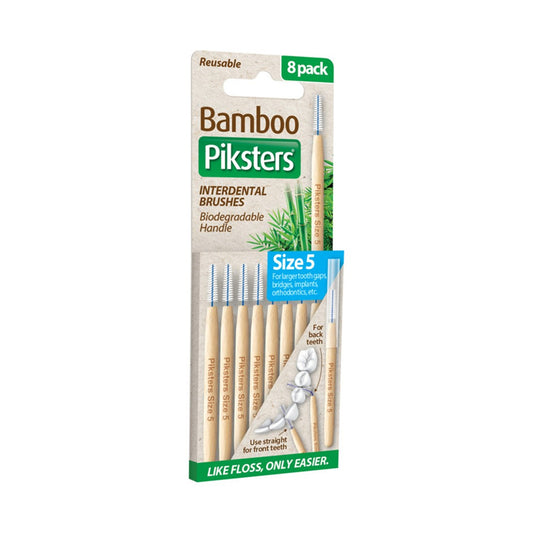 Piksters Bamboo Interdental Brushes Size 5 Blue - Pack of 8