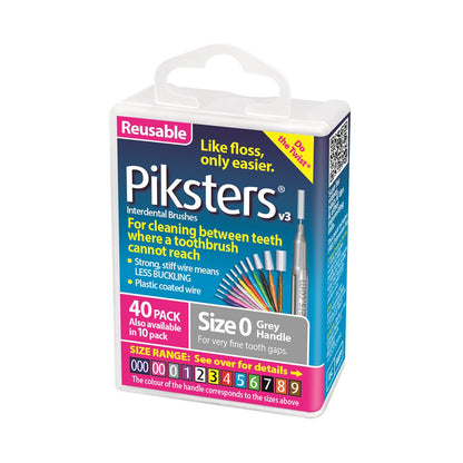 Piksters Interdental Brushes Size 0 Grey - Pack of 40