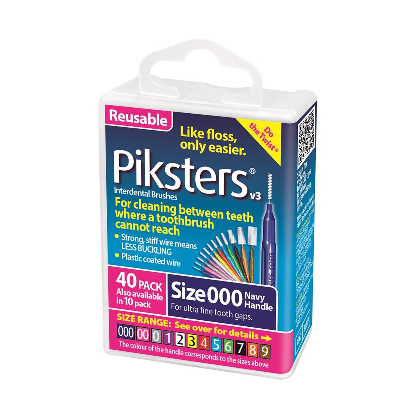 Piksters Interdental Brushes Size 000 Navy - Pack of 40