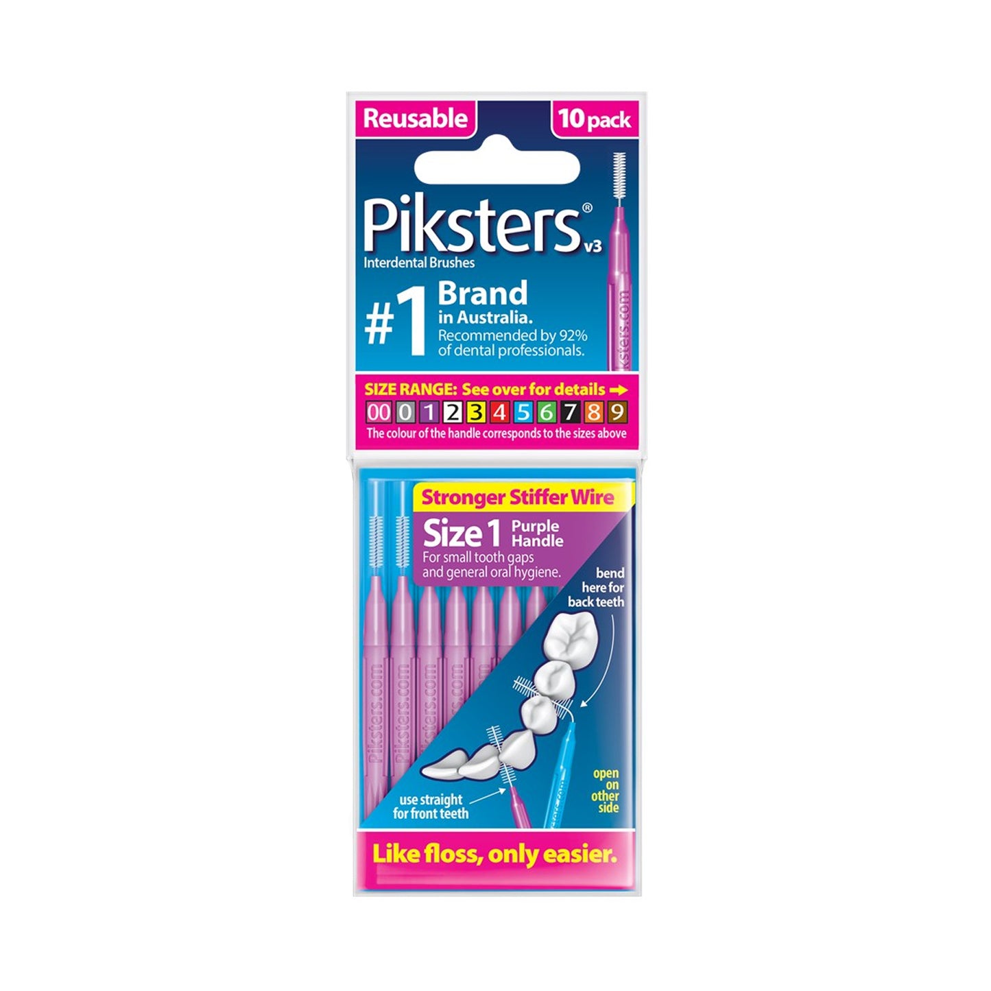 Piksters Interdental Brushes Size 1 Purple - Pack of 10