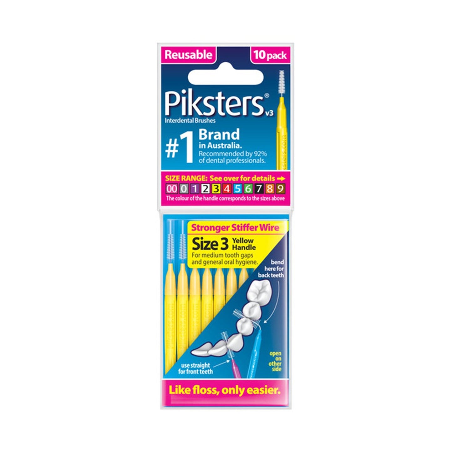 Piksters Interdental Brushes Size 3 Yellow - Pack of 10