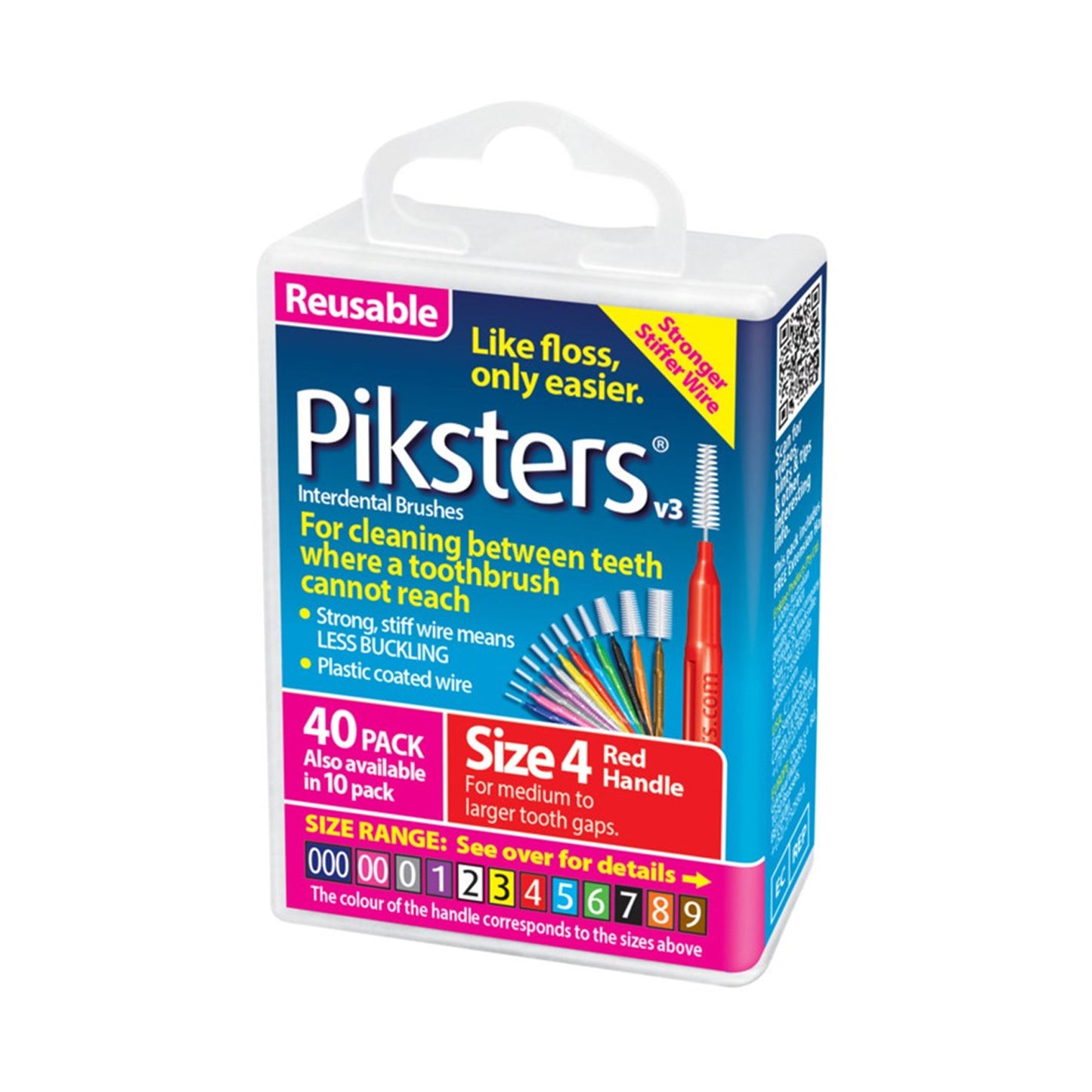Piksters Interdental Brushes Size 4 Red - Pack of 40