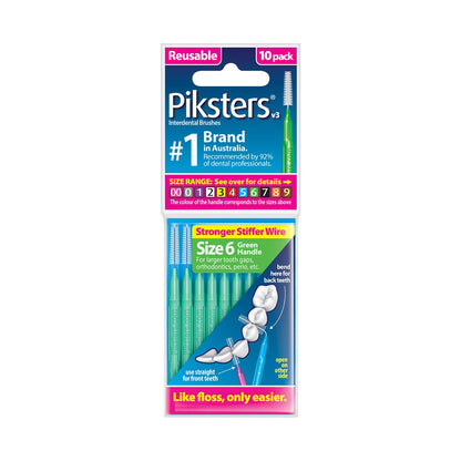 Piksters Interdental Brushes Size 6 Green - Pack of 10