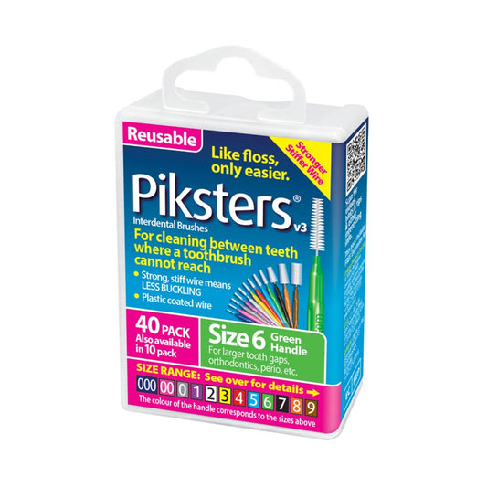 Piksters Interdental Brushes Size 6 Green - Pack of 40
