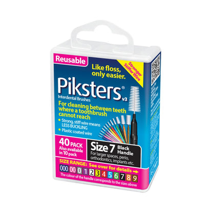 Piksters Interdental Brushes Size 7 Black - Pack of 40