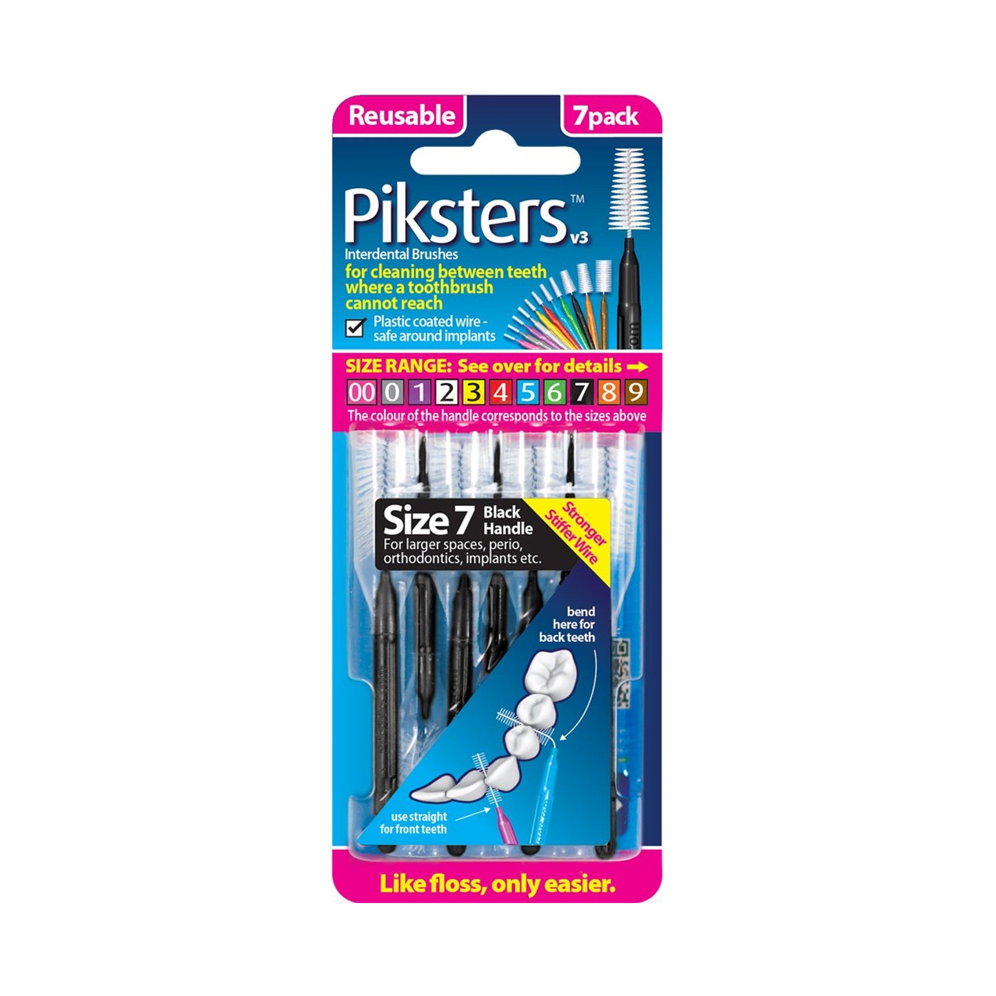 Piksters Interdental Brushes Size 7 Black - Pack of 7