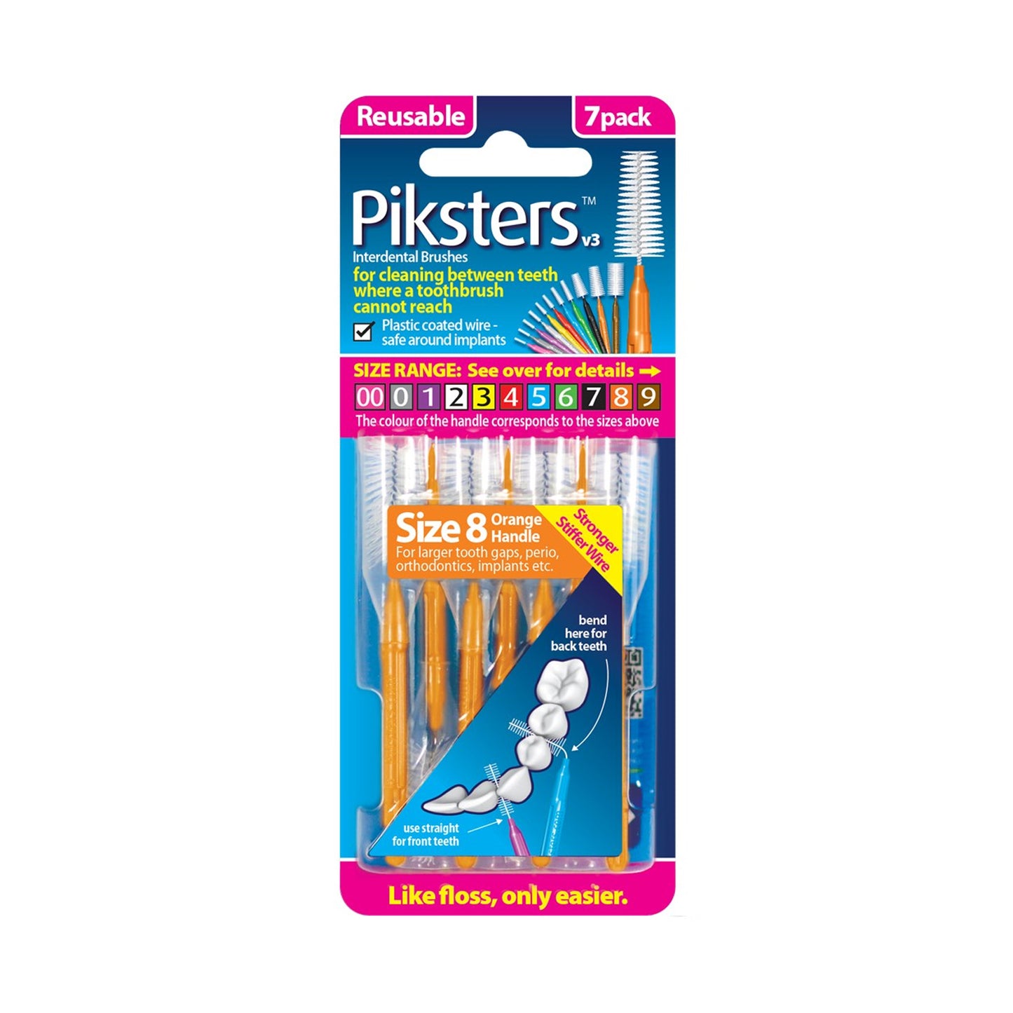 Piksters Interdental Brushes Size 8 Orange - Pack of 7