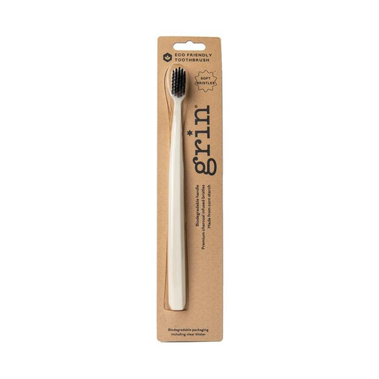 Grin Charcoal Infused 100% Biodegradable Toothbrush White