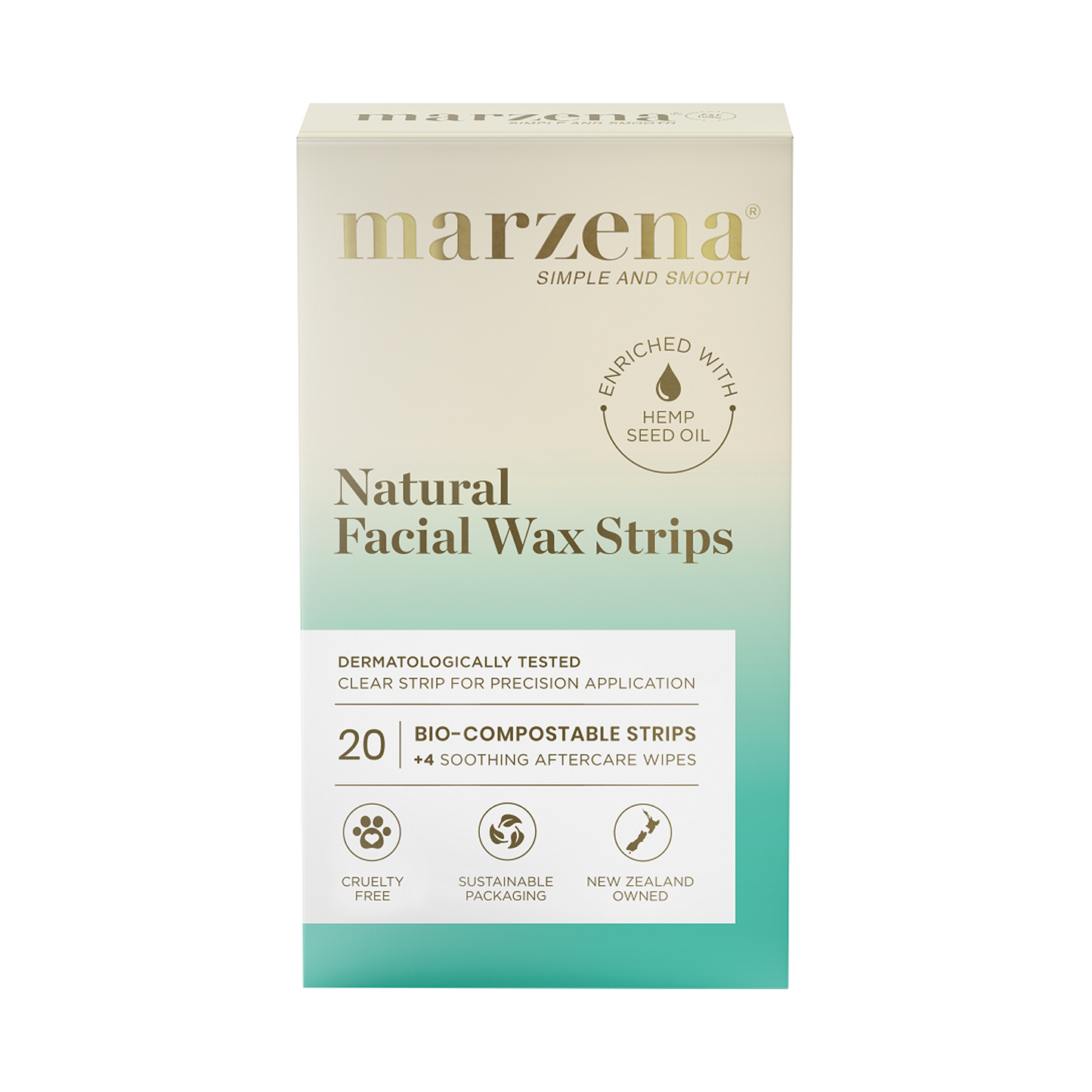 Marzena Natural Facial Wax Strips with Hemp Oil Pack 20