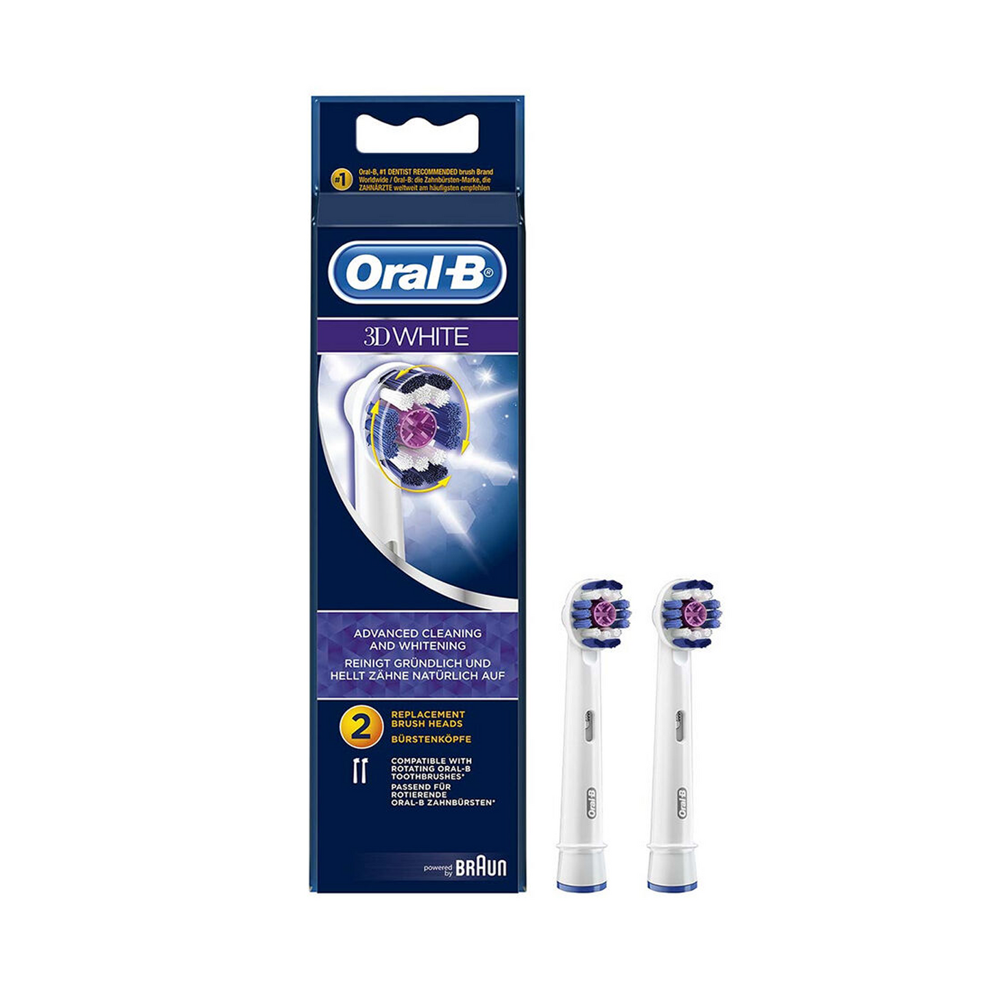 ORAL B Pro 3D White Refill Brush Head Pack of 2